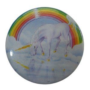 Unicorn Reflection Rainbow Round Pin Lisa Frank Vintage 1980s GUC